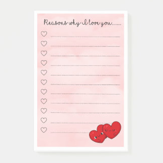 Post-it® Kawaii raisons je t'aime message mignon