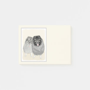 Post-it® Keeshond Maman et Son Peinture - Art Chien origina