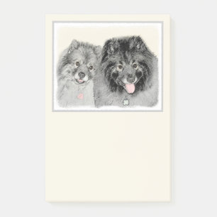 Post-it® Keeshond Maman et Son Peinture - Art Chien origina
