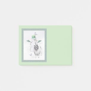 Post-it® Keeshond Noël Snowman Peinture Chien Art