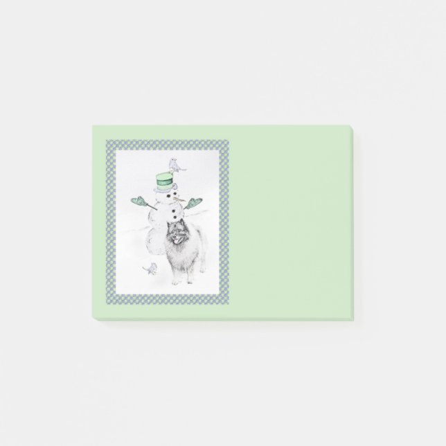 Post-it® Keeshond Noël Snowman Peinture Chien Art (Devant)
