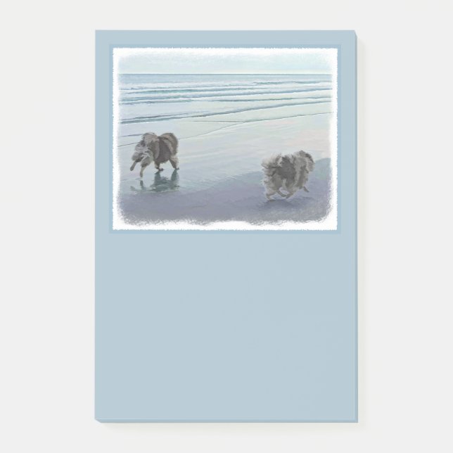 Post-it® Keeshonds at the Seashore Peinture Dog Art (Devant)