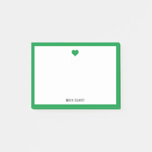 Post-it® Kelly Coeur vert et frontière blanche avec le nom