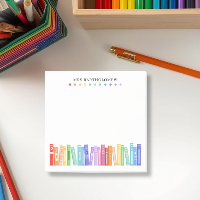 Post-it® Kindergarten Teacher Rainbow Color Books Custom (Créateur téléchargé)