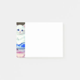 Post-it® Kitten blanc vintage aux fleurs roses