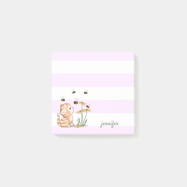 Post-it® Kitten Post it Notes Blances violettes (Devant)