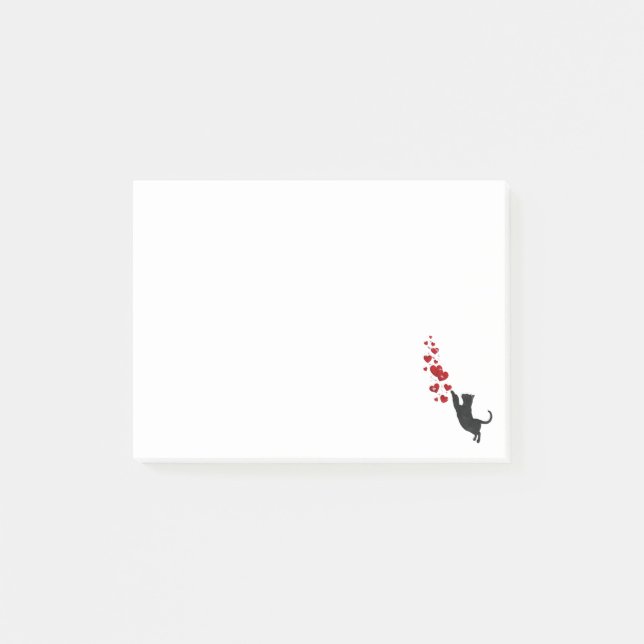 Post-it® Kitty noir aux coeurs (Devant)