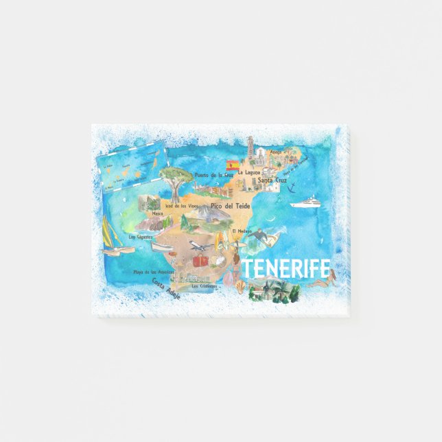 Post-it® La carte des Canaries de Tenerife avec un paysage (Devant)
