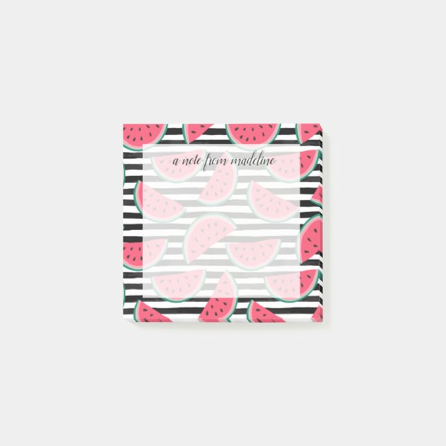 Post-it® La douce pastèque sur le Motif noir et blanc (Devant)