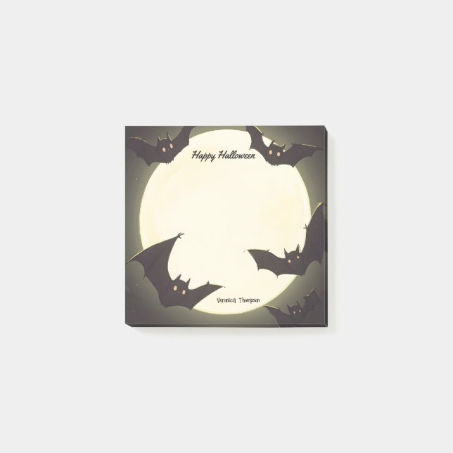 Post-it® La Lune et les chauves-souris heureux Halloween (Devant)
