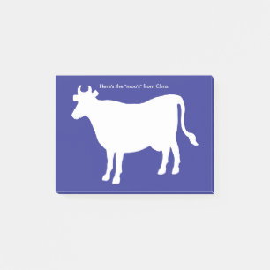 Post-it® La vache drôle "voici monogramme bleu des MOO"