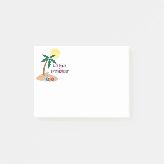 Post-it® La vie commence à la retraite, plage tropicale, (Devant)