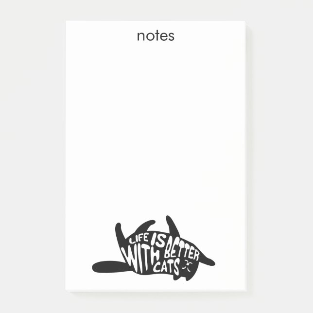 Post-it® La vie est meilleure avec les chats | Typographie  (Devant)