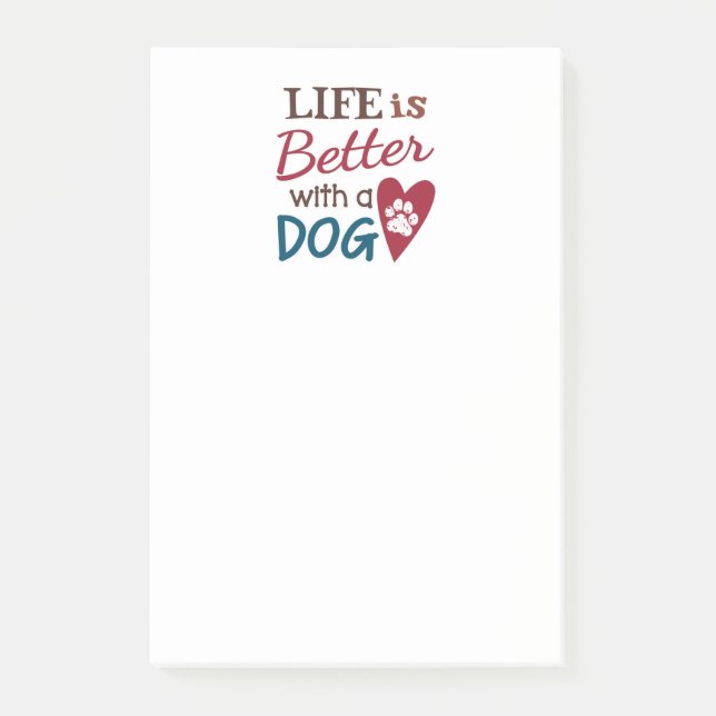 Post-it® 'La Vie Est Meilleure Avec Un Chien' (Devant)