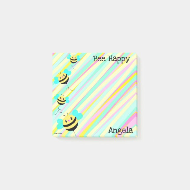 Post-it® L'abeille personnalisée heureuse (Devant)