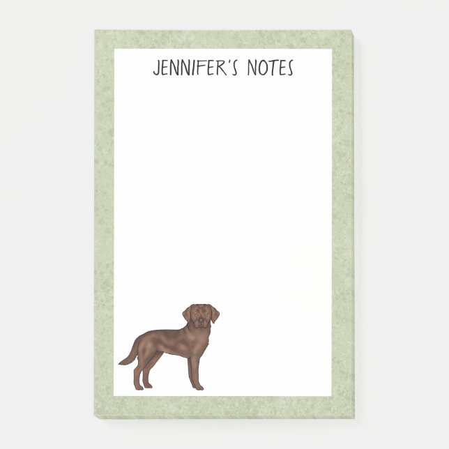 Post-it® Labrador Retriever Labrador Chocolat Nom Personnal (Devant)