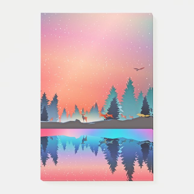 Post-it® Lac d'hiver pittoresque avec Cerf (Devant)