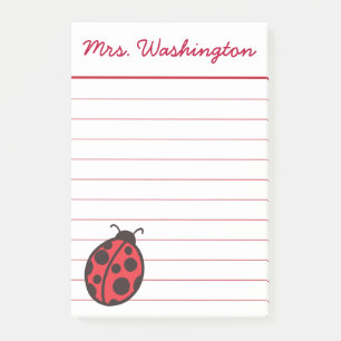Post-it® Ladybug Post It Notes Cadeau de l'enseignant perso