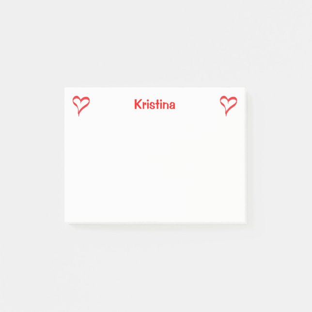 Post-it® L'Amour Du Coeur Rouge Et Blanc Personnalisé (Devant)