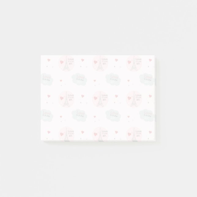 Post-it® L'amour est dans l'air tour eiffel et le coeur mot (Devant)