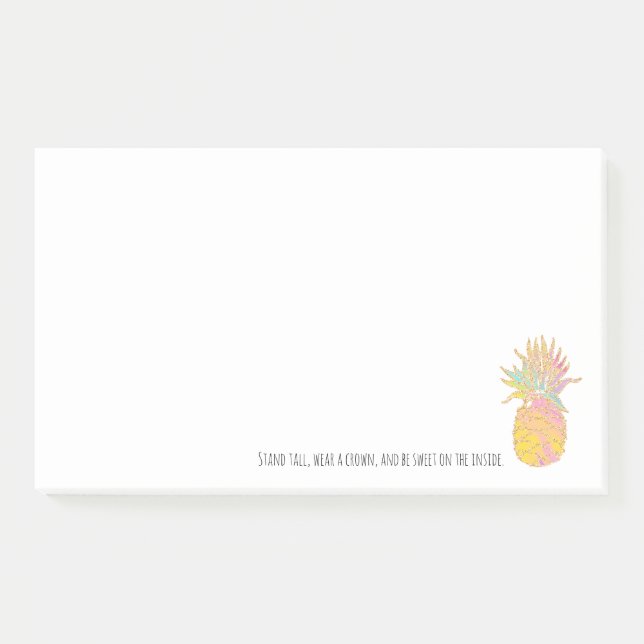 Post-it® L'ananas d'arc-en-ciel et d'or tiennent l'usage (Devant)