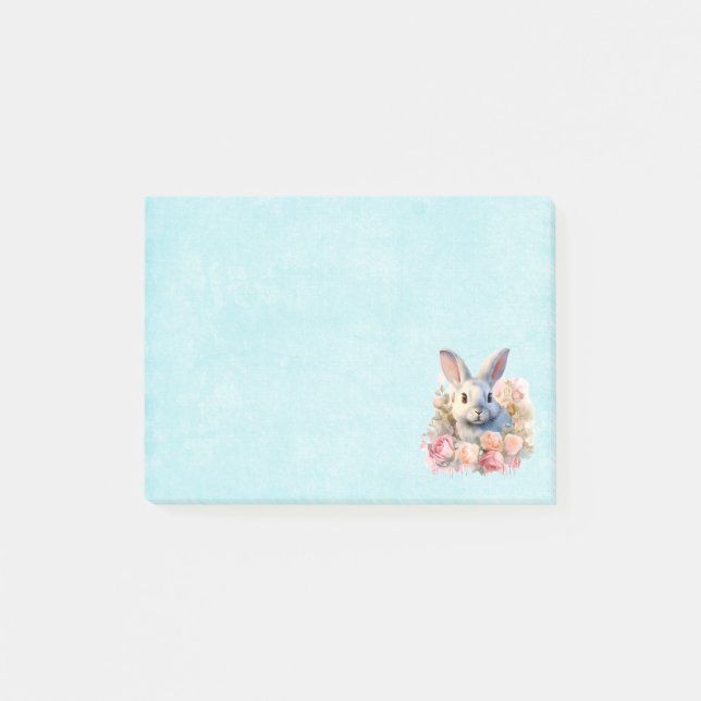 Post-it® Lapin avec une guirlande de roses Mignon (Devant)