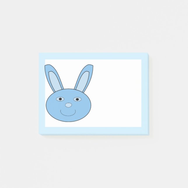 Post-it® Lapin Bleu Garçon Visage Printemps Pâques (Devant)