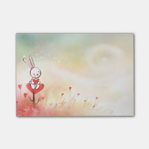 Post-it® Lapin de coeurs d'amour