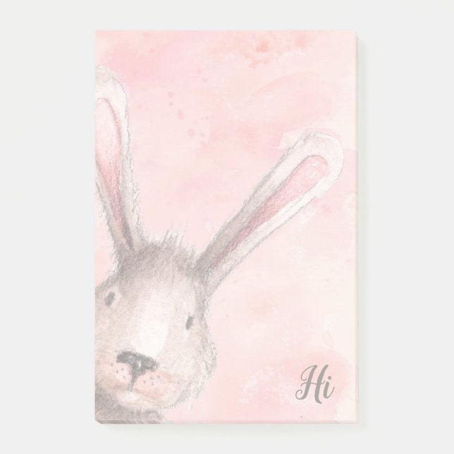 Post-it® Lapin de Pâques aquarelle rose (Devant)
