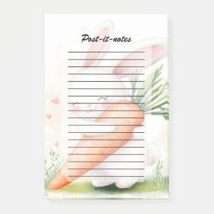 Post-it® Lapin de printemps à l'aquarelle mignon Carotte