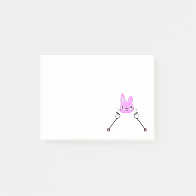Post-it® Lapin de ski avec bâtons de ski (Devant)