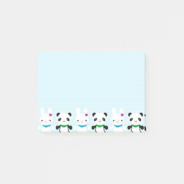 Post-it® Lapin et panda mignons superbes de Kawaii (Devant)