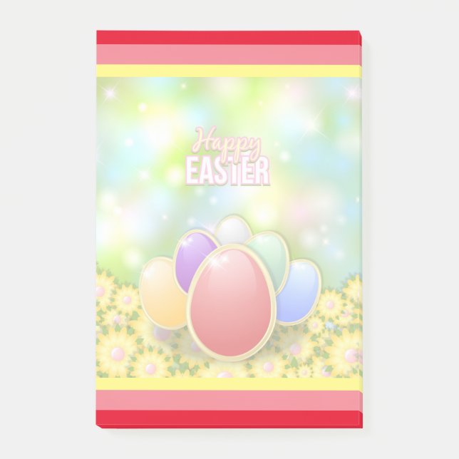 Post-it® Lapin floral de vacances de Pâques joyeuses (Devant)