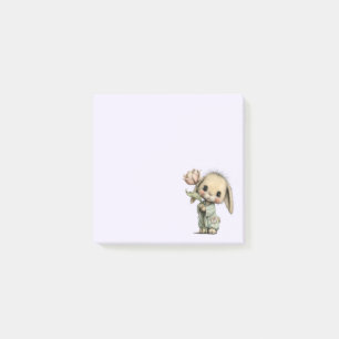 Post-it® Lapin mignon tenant une Tulipe