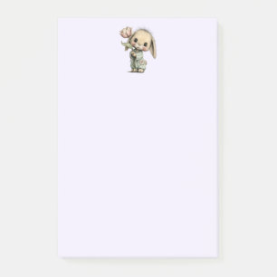 Post-it® Lapin mignon tenant une Tulipe