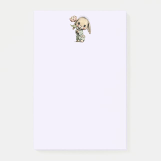 Post-it® Lapin mignon tenant une Tulipe (Devant)