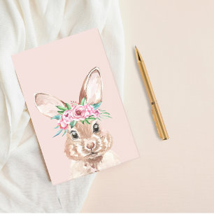 Post-it® Lapin pastel rose moderne à l'aquarelle avec fleur