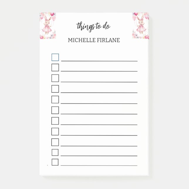 Post-it® Lapin rose mignon personnalisé (Devant)