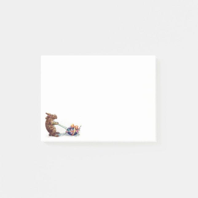 Post-it® Lapin vintage tirant l'oeuf pourpre (Devant)
