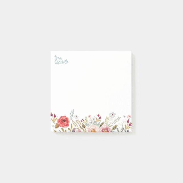 Post-it® L'aquarelle fleurit 3 x 3 notes collantes (Devant)