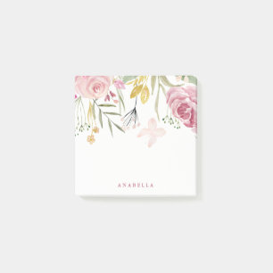 Post-it® L'aquarelle fleurit rose et or de floraux
