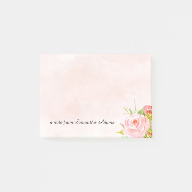 Post-it® L'aquarelle rose fleurit des notes (Devant)