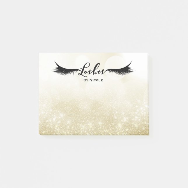 Post-it® Lashes Eyelashes Gold Sparkle Glam Personnalisé (Devant)