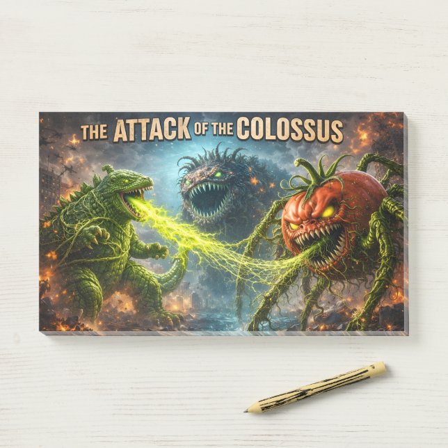 Post-it® L'attaque du légume mutant Colossus de grande tail (Sur un bureau)