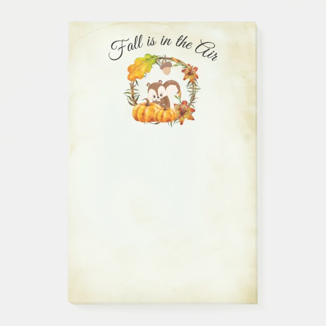 Post-it® L'automne est dans l'écureuil aérien & Citrouille (Devant)