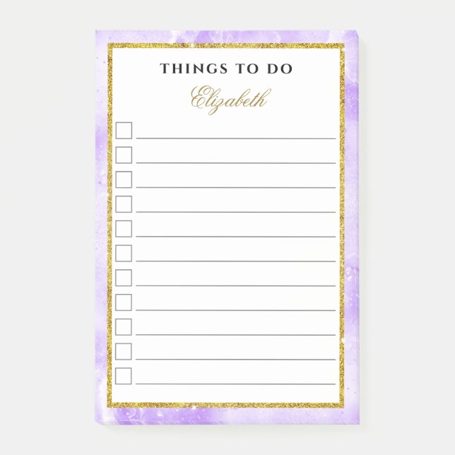 Post-it® Lavande De Marbre De Glam Purple Gold Girls To Do  (Devant)