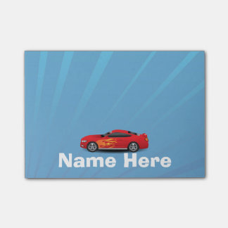 Post-it® Le bleu lumineux avec la voiture de sport rouge