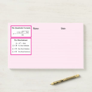 Post-it® Le Bloc-notes Discriminant & Formule Quadratique