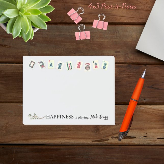 Post-it® Le bonheur est de jouer au Mah Jongg  (Créateur téléchargé)
