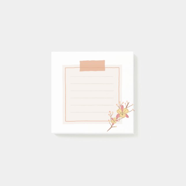 Post-it® Le coller avec une fleur d'orange (Devant)
